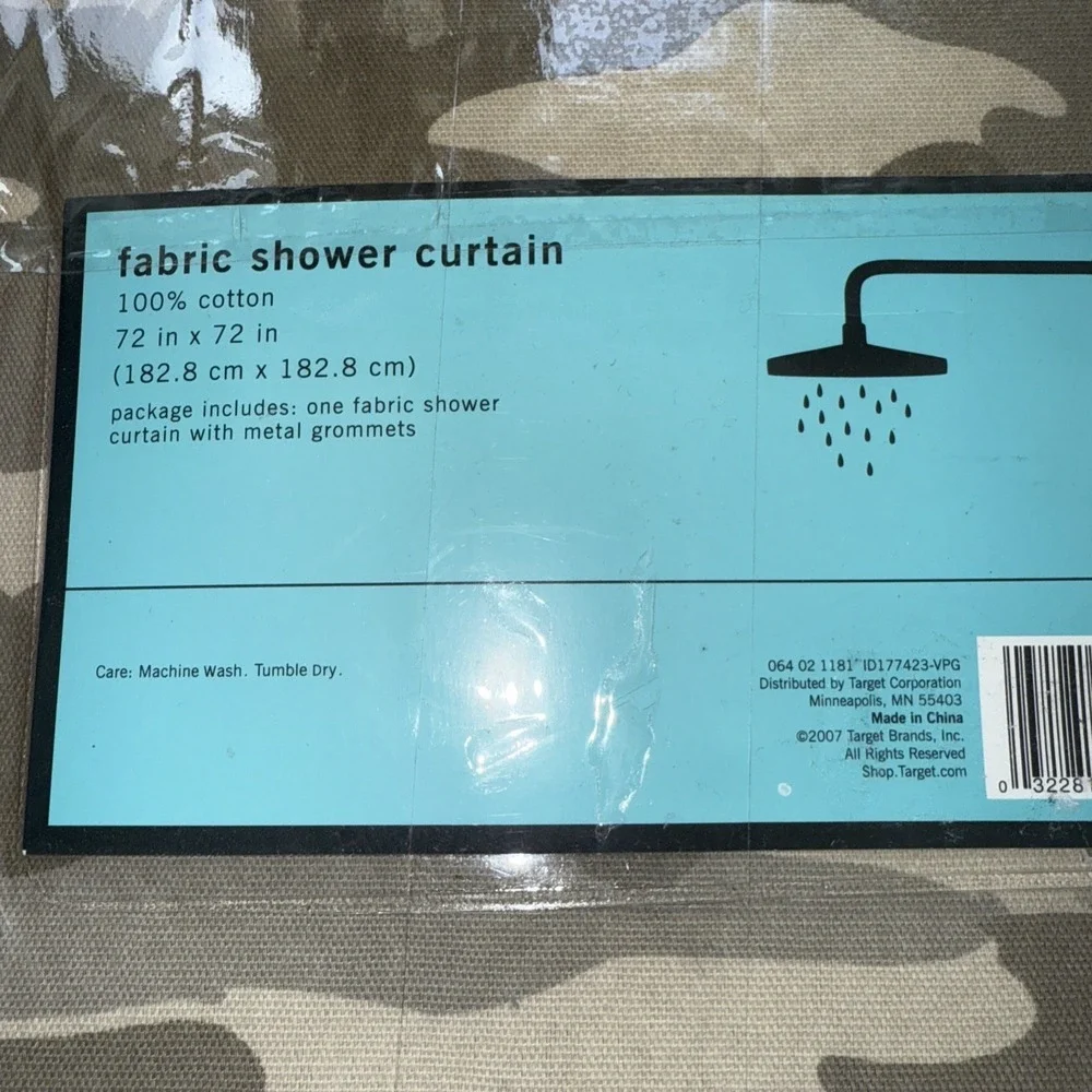 Shower Curtain Camouflage‎ 100% Cotton Target 72